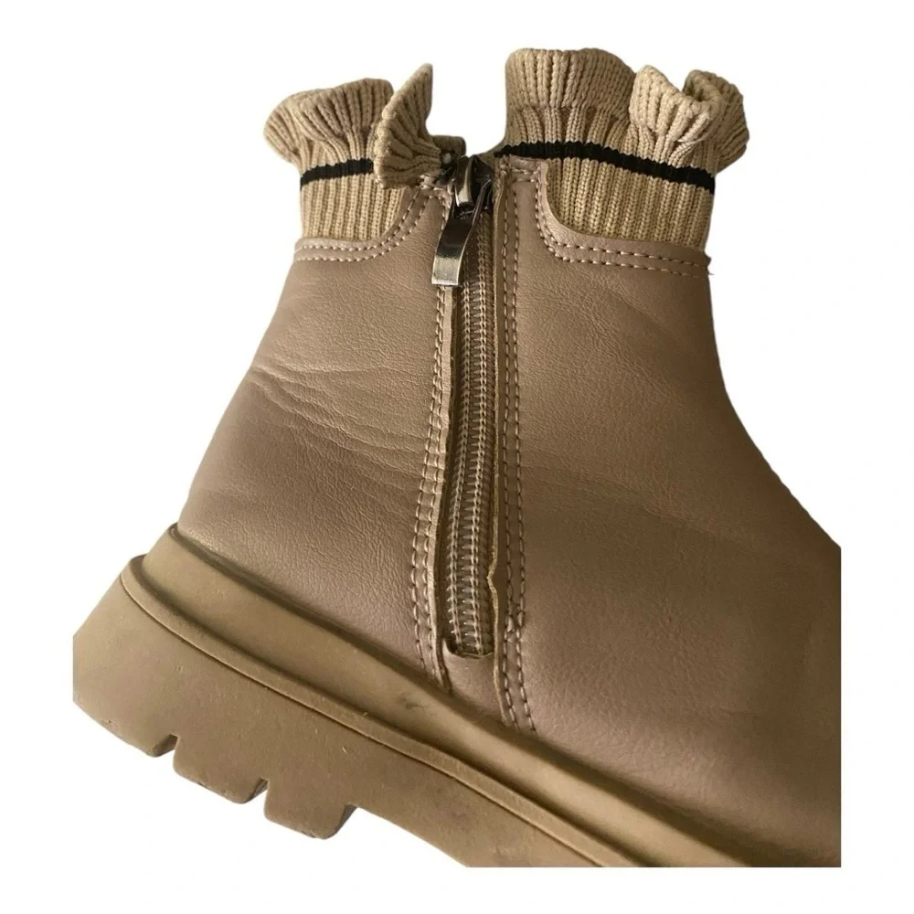GIRLS BOOTIES-BOUTIQUE-TAN ANKLE BOOTS-SIZE GIRLS 11
